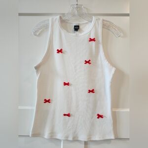 Wild Fable White Tank Top with Red Bows